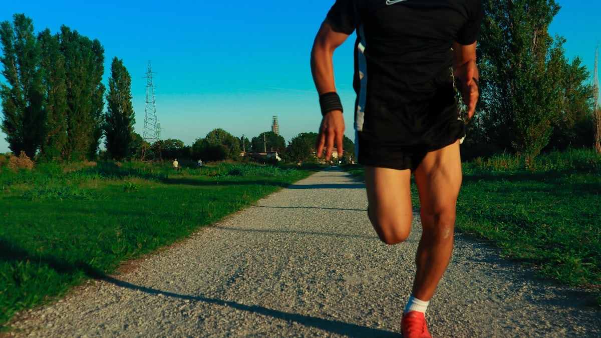 a person running on a path